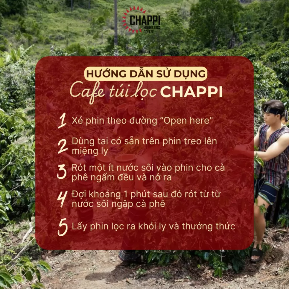 Cà Phê Chappi  Đặc Sản Linh Chi Túi Lọc